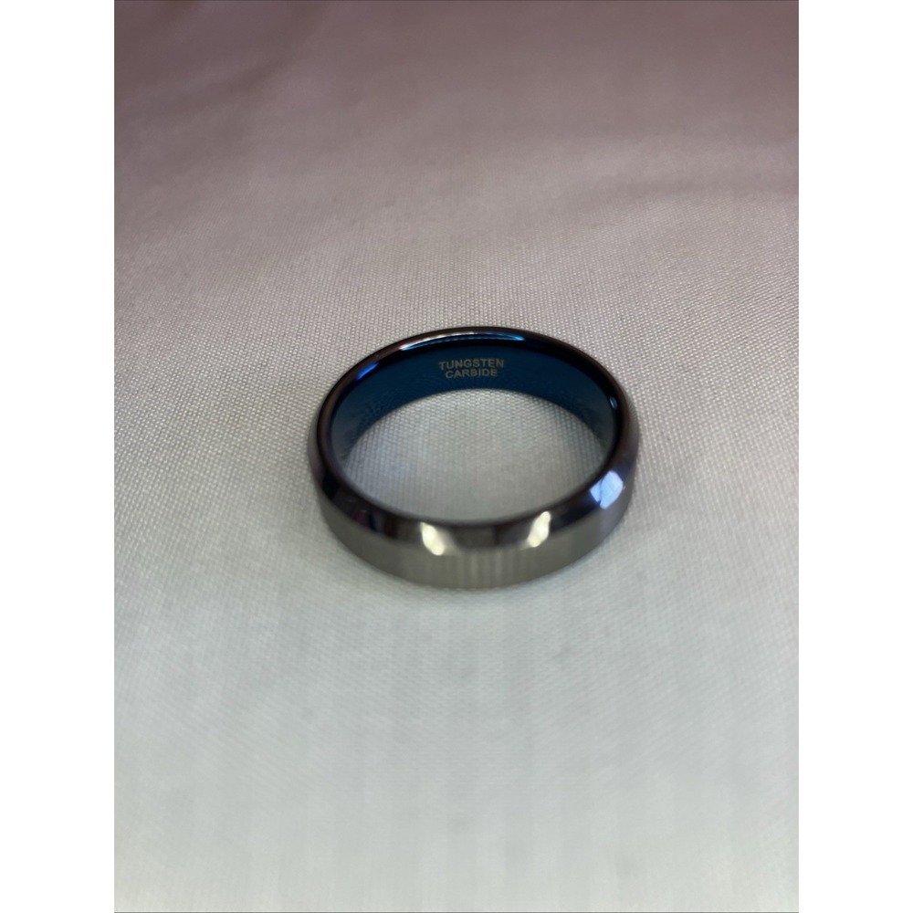 Unbranded Wedding Band Men Size 10 Silver Like New Tungsten Blue Interior 6mm